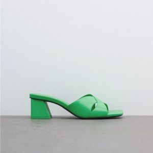 NWT! ZARA | Green Mid Height Block Heel Sandals